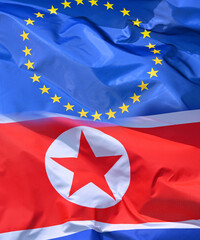flags as a symbol of the relationship between North Korea and the European Union