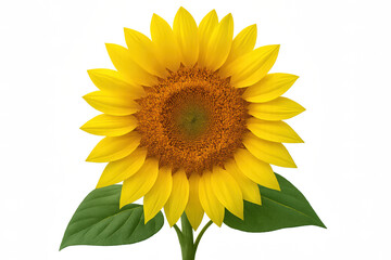 Obraz premium Bright sunflower with green leaves on a transparent background png 
