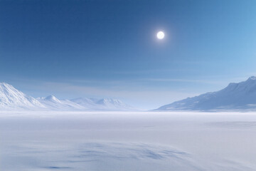 frozen snowy dreamscape, arctic landscape, view of earth in cryogenian