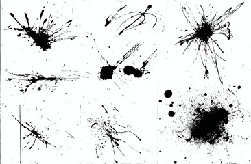 Collection of Artistic Ink Splatter Vector Graphics Black Ink Blots and Splashes