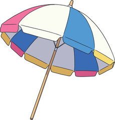 Summer Beach Umbrella Vector Illustration – Vacation Shade, Travel Accessory, Outdoor Leisure