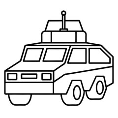 Black and White Stylized Military Vehicle Icon Surveillance Security