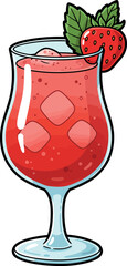 Refreshing Summer Drink with Strawberry Garnish in a Glass