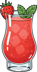 Refreshing Summer Drink with Strawberry Garnish in a Glass