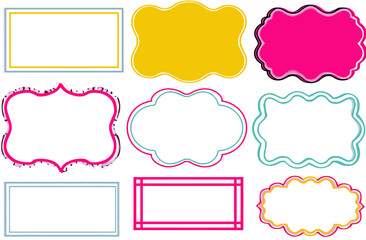 Colorful Scalloped and Rectangular Frames Vector Graphics for Design Projects