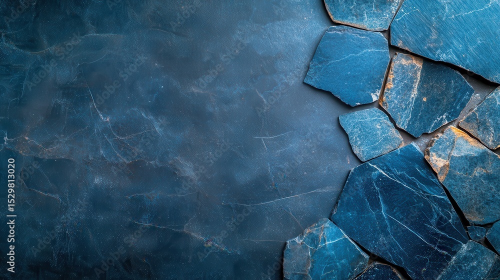 Poster a beautifully arranged blue stone pattern creating a stylish texture, exemplifying elegance and soph