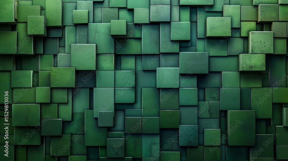 Aufkleber a striking arrangement of green cubic structures that reflect modern aesthetics, showcasing a sense 
