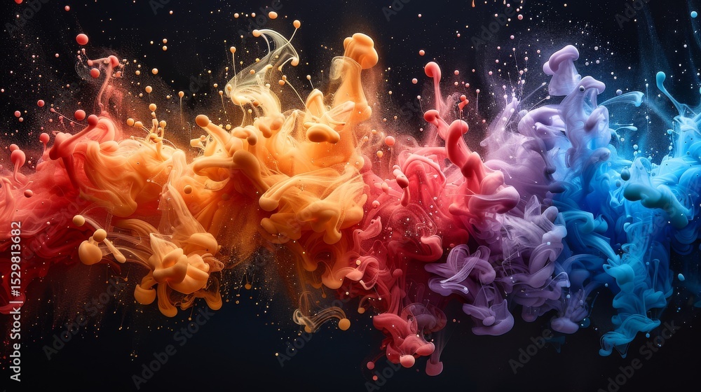 Poster a mesmerizing display of swirling colors, blending seamlessly to create an abstract masterpiece that