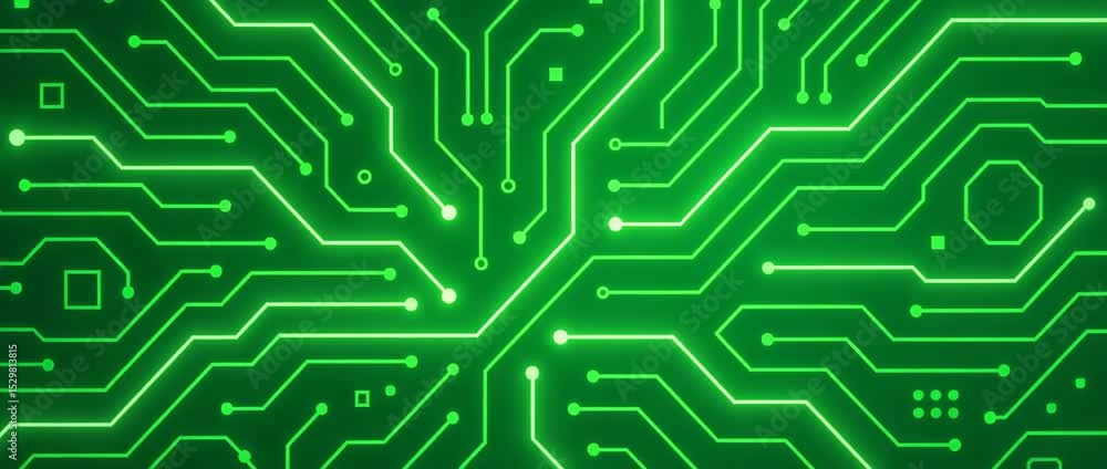 Aufkleber a close-up view of a green printed circuit board showcasing intricate patterns and connections essen