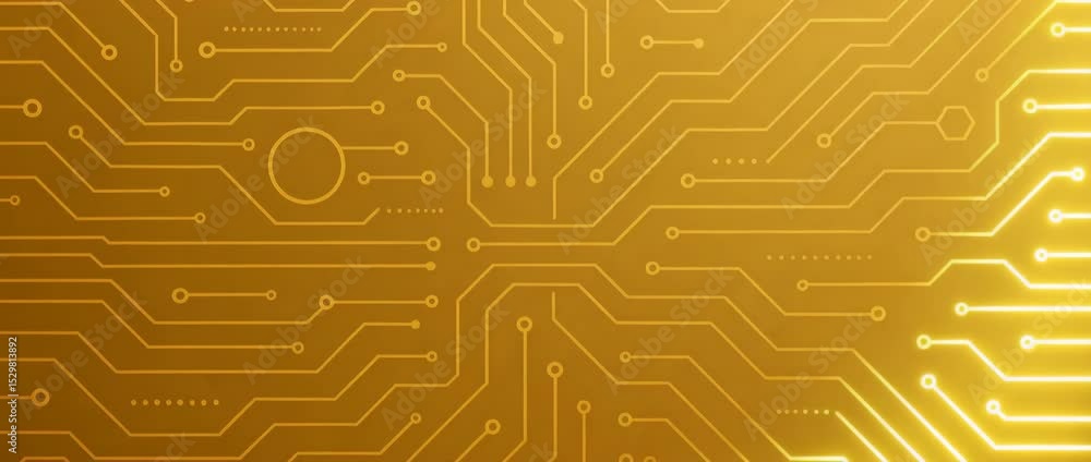 Aufkleber a golden circuit board design showcasing intricate lines and patterns, symbolizing modern technology