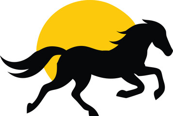 Fototapeta premium Silhouette of a Running Horse at Sunset