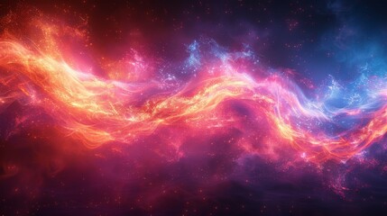 An enchanting abstract artwork features a cosmic flow of vibrant colors swirling together, embodying the essence of creativity and the interconnectedness of everything in the universe.