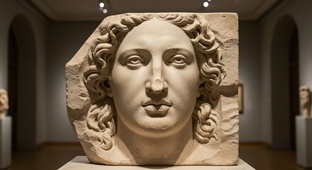 Marble Head Sculpture in Museum