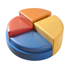 3D pie chart isolated on white background