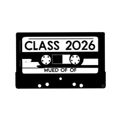 Class of 2026 cassette tape silhouette design, vector cutout