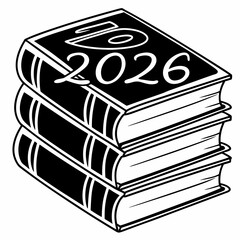 Stack of books 2026 new year education learning
