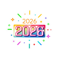 Vibrant 2026 new year design element isolated on white