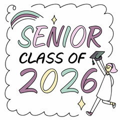 Class of 2026 senior graduation design pastel rainbow