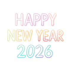 Happy new year 2026 design element pastel colors transparent background