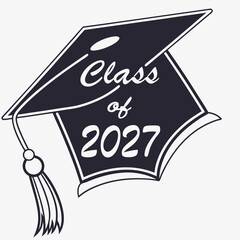 Class of 2027 graduation cap design illustration