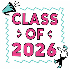 Class of 2026 graduation design element retro style