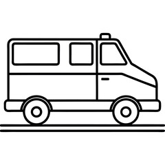 Black Outline Van Simple Transportation Delivery Vehicle Graphic