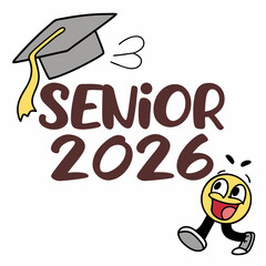 Senior 2026 graduation design happy emoji illustration