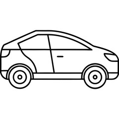 Black Outline Vector Car Icon Side View Simple Transportation Graphic