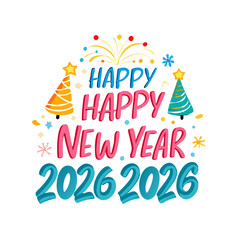 Happy happy new year 2026 festive design element