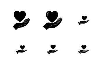 heart in hand icon vector art silhouette