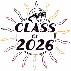 Class of 2026 sun design graduation graphic transparent png