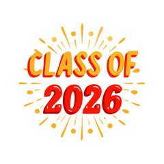 Class of 2026 graduation design element with transparent background