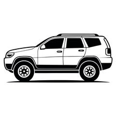 Modern SUV Side Profile – Sharp Line Art Silhouette Vector