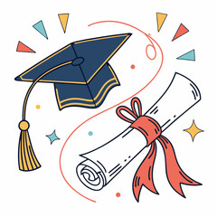 Graduation cap diploma celebration success achievement education ceremony