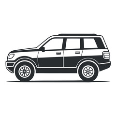 Modern SUV Side Profile – Sharp Line Art Silhouette Vector