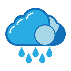Rainy Cloudy Sky – Vector Weather Icon on White Background
