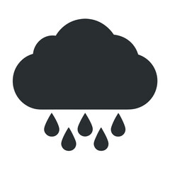 Rainy Cloudy Sky – Vector Weather Icon on White Background