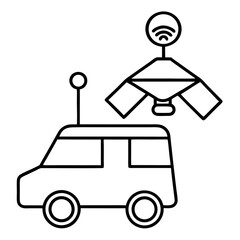Autonomous Vehicle Wireless Communication Icon Black Line Art