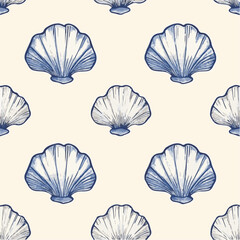 Vector seamless pattern of scallop shell