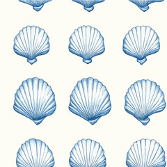 Vector seamless pattern of scallop shell