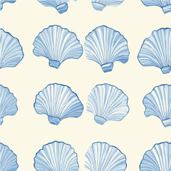 Vector seamless pattern of scallop shell