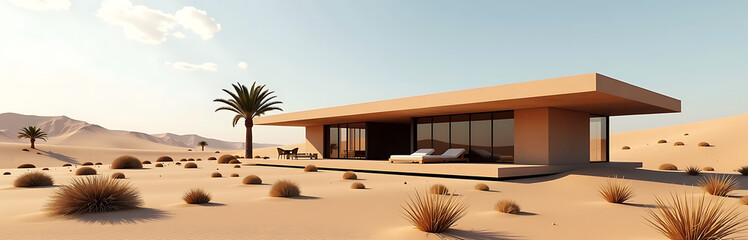 desert villa integrated rainwater harvesting system futuristic parametric design photorealistic
