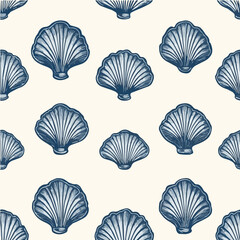 Vector seamless pattern of scallop shell