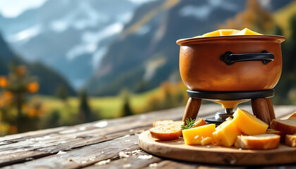 Switzerland national day celebration with scenic mountain fondue feast.