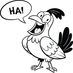 Cartoon Chicken Saying "Ha!" with Speech Bubble