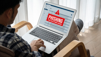 Cyber security software show alert of cyber attack for protection snugly. Danger from virus,...