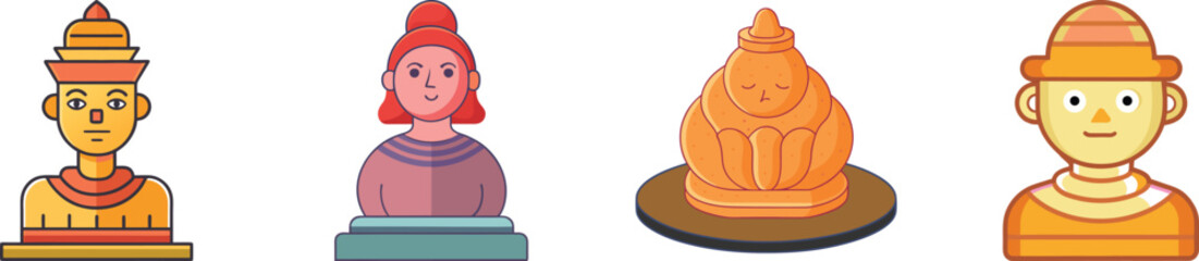 Flat Clay Sculpture Illustration Handmade Pottery and Ceramic Art Design