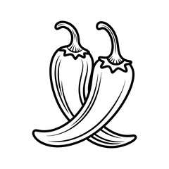 Two chili peppers line art illustration