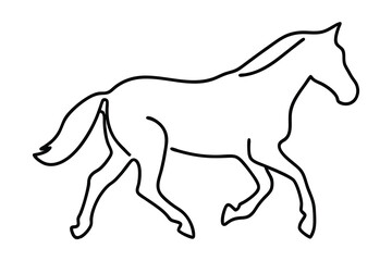 Elegant line drawing of a horse in motion