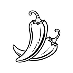 Two chili peppers line art illustration